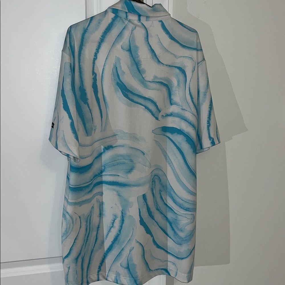 Blue Green Swirl Bad Birdie Swept Tobacco Road Pinehurst Area Golf polo shirt L - Picture 7 of 7